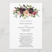 Elegant Burgundy Rustic Herfst Floral Wedding Programmakaart (Voorkant)