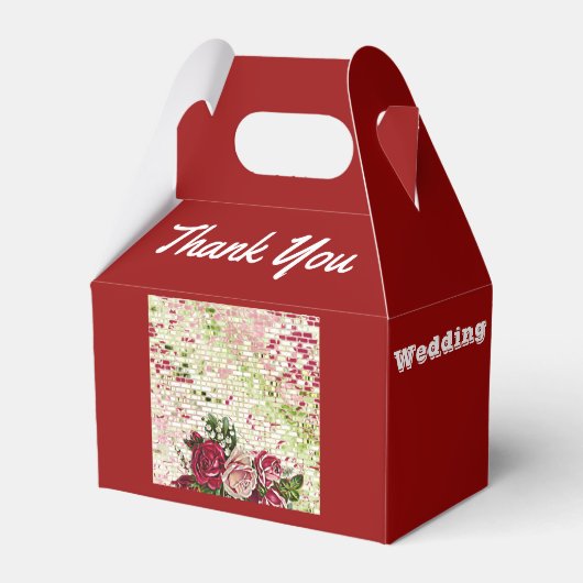 Elegant Burgundy Rustic Rozen Floral Wedding Bedankdoosjes (Achterkant)