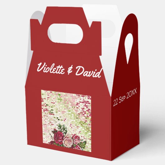 Elegant Burgundy Rustic Rozen Floral Wedding Bedankdoosjes (Geopend)