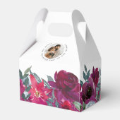 Elegant Burgundy Sage Green Blue Floral Wedding Bedankdoosjes (Achterkant)