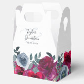 Elegant Burgundy Sage Green Blue Floral Wedding Bedankdoosjes (Geopend)