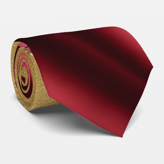 Elegant Burgundy Satin Red Gold Glitter Stropdas (Opgerold)