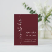 Elegant Burgundy Save the Date Aankondigingskaart (Staand voorkant)