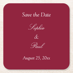 Elegant Burgundy Save the Date Kartonnen Onderzetters