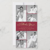 Elegant Burgundy Scallop Band 6 Photo Chic Wedding Bedankkaart (Voorkant)