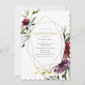 Elegant Burgundy Scalloped Quinceañera Uitnodiging (Voorkant)