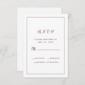 Elegant Burgundy Script Classic Weddenschap Enclos RSVP Kaartje (Voorkant / Achterkant)