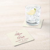 Elegant Burgundy Script Cream Ivory Bow Wedding Kartonnen Onderzetters (Insitu)