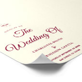Elegant Burgundy Script Cream Ivory Bow Wedding Poster (Hoek)