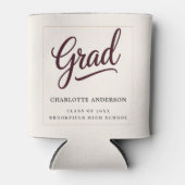 Elegant Burgundy Script Grad Can Cooler (Voorkant)