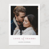 Elegant Burgundy Script Photo Weddenschap Bedankt Briefkaart (Voorkant)