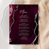 Elegant Burgundy Silver Agate Wedding Menu