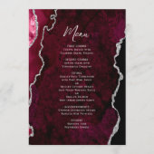 Elegant Burgundy Silver Agate Wedding Menu (Voorkant)