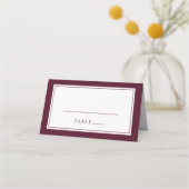 Elegant Burgundy Simple Minimal Border Wedding Plaatskaartje (Voorkant)