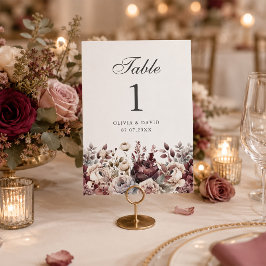 Elegant Burgundy & Stof Roze Trouwtafel Nummer