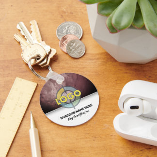 Elegant Burgundy Stone Modern Branding Custom Logo Sleutelhanger