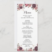 Elegant Burgundy Summer Floral Dinner Menu Card Kaart (Voorkant)