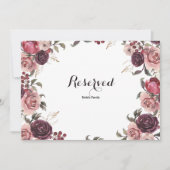 Elegant Burgundy Summer Floral Reserved Sign (Voorkant)