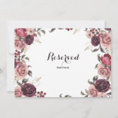 Elegant Burgundy Summer Floral Reserved Sign (Achterkant)