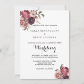 Elegant Burgundy Summer Floral Wedding Kaart (Voorkant)