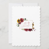 Elegant Burgundy Sunflower Gold Cross Baptisme Kaart (Achterkant)
