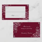 Elegant Burgundy Swirl Wedding Long Name Plaatskaartje (Voorkant / Achterkant)