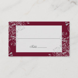 Elegant Burgundy Swirl Wedding Long Name Plaatskaartje