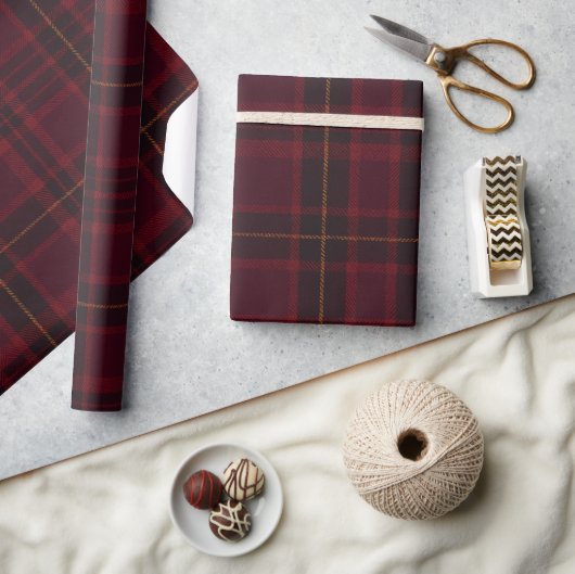 Elegant Burgundy Tartan Cadeaupapier (Crafts)