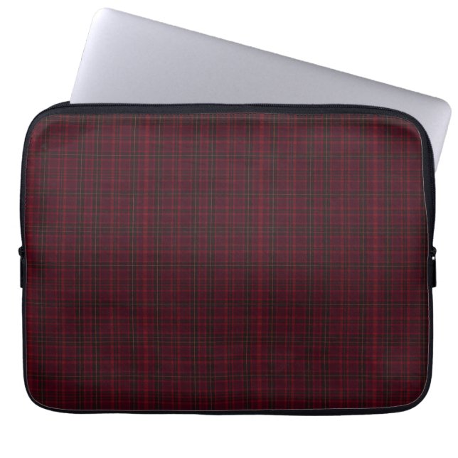 Elegant Burgundy Tartan Laptop Sleeve (Voorkant)