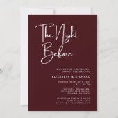 Elegant Burgundy The Night Before Rehearsal Dinner Kaart (Voorkant)