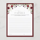 Elegant Burgundy Time Capsule Floral Shower Game (Voorkant)