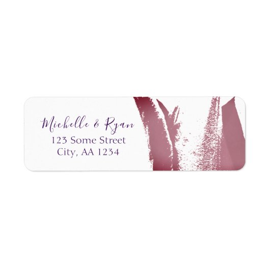 Elegant Burgundy Tulip Floral Address Wedding Etiket (Voorkant)