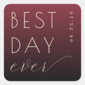 Elegant Burgundy Typographic Celebration Vierkante Sticker (Voorkant)