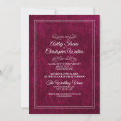 Elegant Burgundy Velvet White Monogram Wedding Kaart (Voorkant)