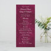 Elegant Burgundy Velvet White Rehearsal Dinner Menu (Staand voorkant)