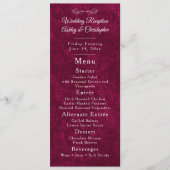 Elegant Burgundy Velvet White Wedding Reception  Menu (Voorkant)