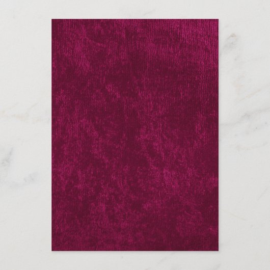 Elegant Burgundy Velvet White Welcome Dinner Menu (Achterkant)