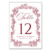 Elegant Burgundy Victorian Floral Wedding Kaart (Voorkant)