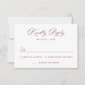 Elegant Burgundy Victorian Floral Wedding RSVP Kaartje (Voorkant)