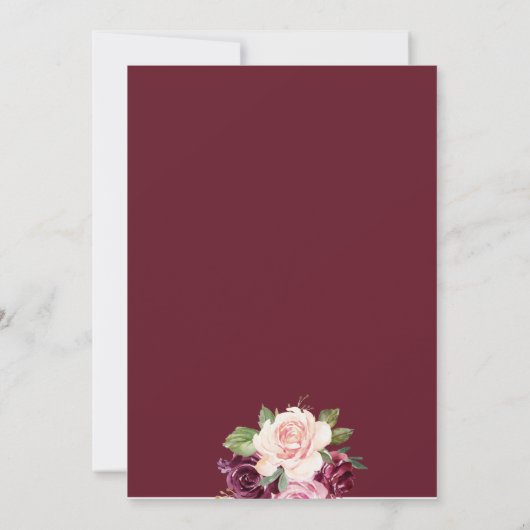 Elegant Burgundy Waterverf Floral Baby shower Kaart (Achterkant)