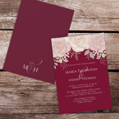 Elegant Burgundy Waterverf Floral Blush Roos Gold Kaart