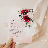 Elegant Burgundy Waterverf Floral Boho Wedding Kaart