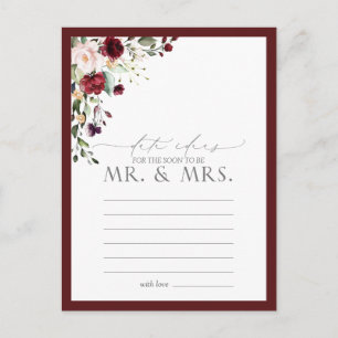 Elegant Burgundy Waterverf Floral Date Ideeën Briefkaart