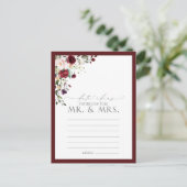 Elegant Burgundy Waterverf Floral Date Ideeën Briefkaart (Staand voorkant)