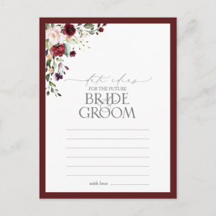 Elegant Burgundy Waterverf Floral Date Ideeën Briefkaart