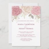 Elegant Burgundy Waterverf Floral Roos Gold Kaart (Voorkant)