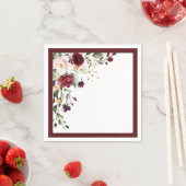 Elegant Burgundy Waterverf Floral Vrijgezellenfees Servet (Insitu)