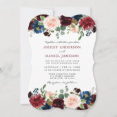 Elegant Burgundy Waterverf Floral Wedding Bracket Kaart (Voorkant)