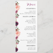 Elegant Burgundy Waterverf Floral Wedding Menu (Voorkant)