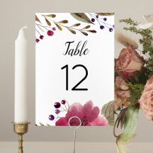 Elegant Burgundy Waterverf Flowers Wedding